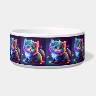 Schattigee Kleurrijke Kat Digitale Kunstwerk-79827 Voerbakje