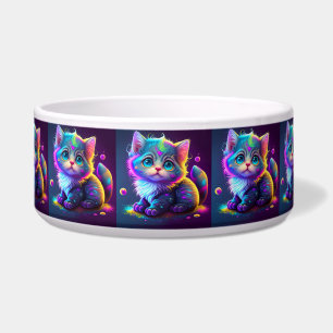 Schattigee Kleurrijke Kat Digitale Kunstwerk-79827 Voerbakje