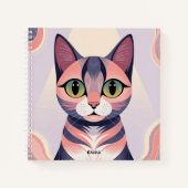 Schattigee Kleurrijke Kat, Leuk Chic, Custom Notitieboek (Voorkant)