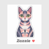 Schattigee kleurrijke kat, leuk, chique, grillig d sticker (Vel)