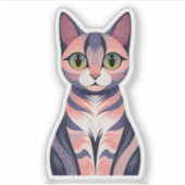 Schattigee kleurrijke kat, leuk, chique, grillig d sticker (Voorkant)