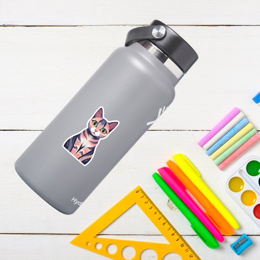 Schattigee kleurrijke kat, leuk, chique, grillig d sticker