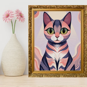 Schattigee kleurrijke kat, leuke chic, huisdier perfect poster