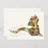 Schattigee Kleurrijke Kat Verspreid Joy Quote Bloe Briefkaart (Voorkant / Achterkant)