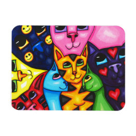 Schattigee Kleurrijke Katten grillige Kunst Origin Magneet