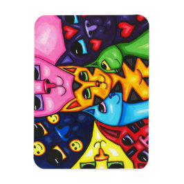 Schattigee Kleurrijke Katten grillige Kunst Origin Magneet