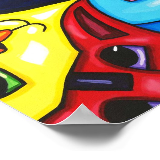 Schattigee Kleurrijke Katten grillige Kunst Origin Poster (Hoek)