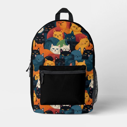 Schattigee Kleurrijke katten patroon aangepaste na Bedrukte Rugzak (Voorkant)