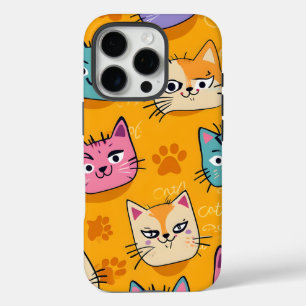 Schattigee & kleurrijke katten Patroon iPhone Case