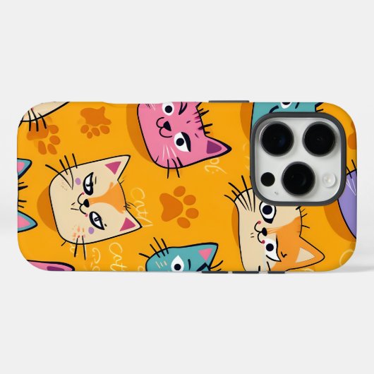 Schattigee & kleurrijke katten Patroon iPhone Case (Achterkant (horizontaal))