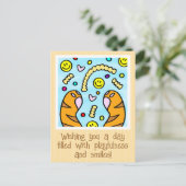 Schattigee kleurrijke kattenpootjes Fries in de lu Briefkaart (Staand voorkant)