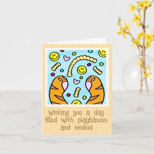 Schattigee kleurrijke kattenpootjes Fries in de lu Kaart (Gele Bloem)