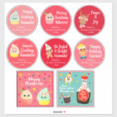 Schattigee kleurrijke Kawaii Christmas Cookie Stic Sticker (Vel)