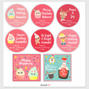 Schattigee kleurrijke Kawaii Christmas Cookie Stic Sticker