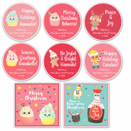 Schattigee kleurrijke Kawaii Christmas Cookie Stic Sticker (Voorkant)