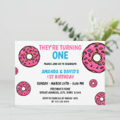 Schattigee Kleurrijke Kawaii Donut Twin Joint 1st  Kaart (Staand voorkant)