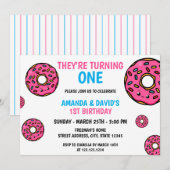 Schattigee Kleurrijke Kawaii Donut Twin Joint 1st  Kaart (Voorkant / Achterkant)