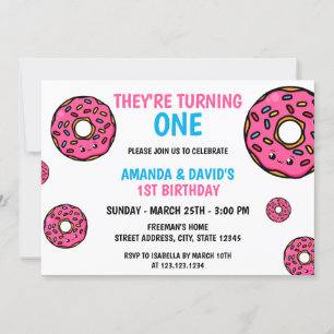 Schattigee Kleurrijke Kawaii Donut Twin Joint 1st  Kaart