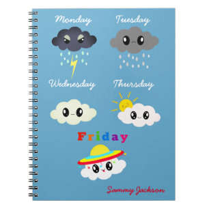 Schattigee Kleurrijke Kawaii Wolken Weekend TGIF v Notitieboek