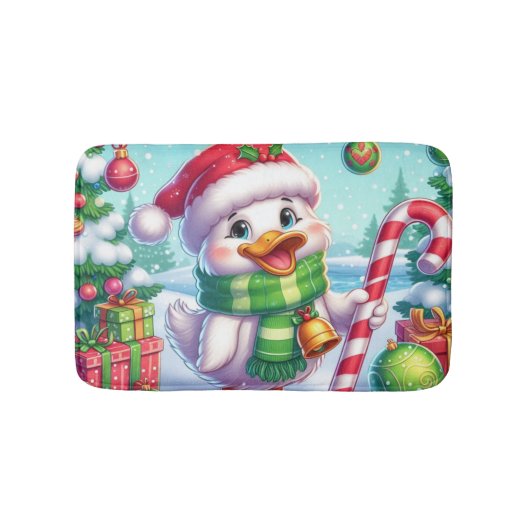 Schattigee Kleurrijke Kerst eend Badmat (Voorkant)