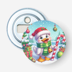 Schattigee Kleurrijke Kerst eend Button Flesopener