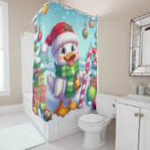 Schattigee Kleurrijke Kerst eend Douchegordijn (In situ)