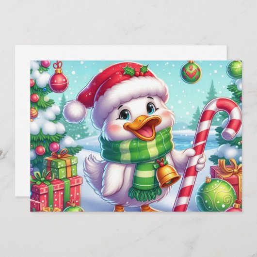 Schattigee Kleurrijke Kerst eend Feestdagenkaart (Voorkant / Achterkant)