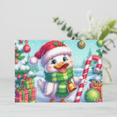 Schattigee Kleurrijke Kerst eend Feestdagenkaart (Staand voorkant)