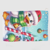 Schattigee Kleurrijke Kerst eend Golfhanddoek (Horizontaal)