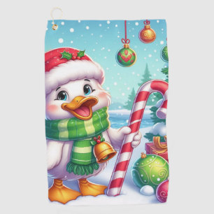 Schattigee Kleurrijke Kerst eend Golfhanddoek