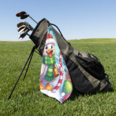 Schattigee Kleurrijke Kerst eend Golfhanddoek (Groen)