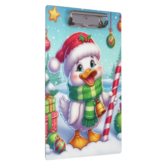 Schattigee Kleurrijke Kerst eend Klembord (Rechts)