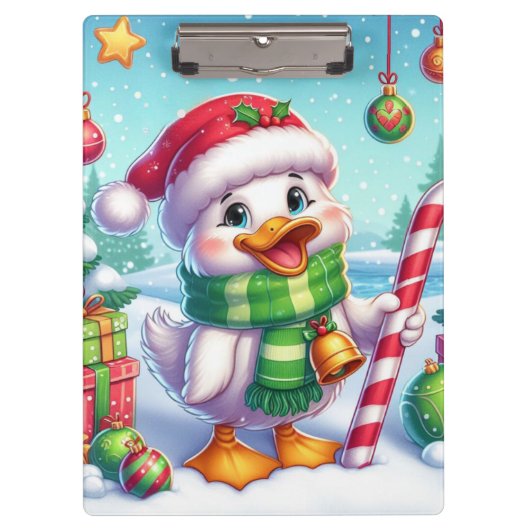 Schattigee Kleurrijke Kerst eend Klembord (Voorkant)