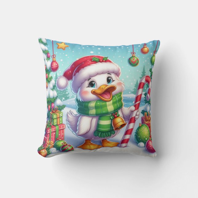 Schattigee Kleurrijke Kerst eend Kussen (Voorkant)