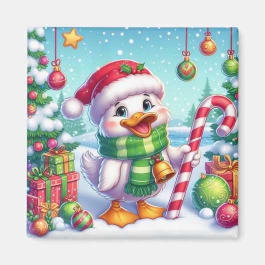 Schattigee Kleurrijke Kerst eend Magneet (Voorkant)