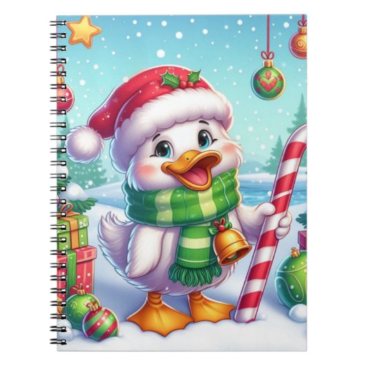 Schattigee Kleurrijke Kerst eend Notitieboek (Voorkant)