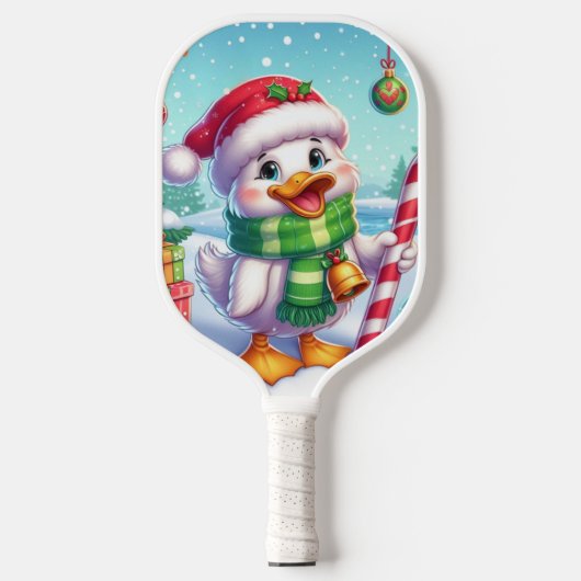 Schattigee Kleurrijke Kerst eend Pickleball Paddle (Voorkant)