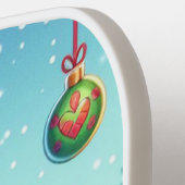 Schattigee Kleurrijke Kerst eend Pickleball Paddle (Links Detail)