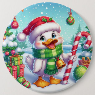 Schattigee Kleurrijke Kerst eend Ronde Button 6,0 Cm