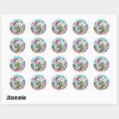Schattigee Kleurrijke Kerst eend Ronde Sticker (Vel)