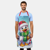 Schattigee Kleurrijke Kerst eend Schort (Gedragen)