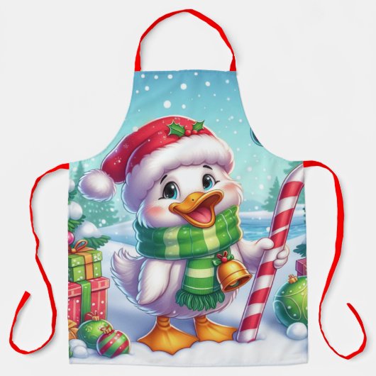 Schattigee Kleurrijke Kerst eend Schort (Voorkant)