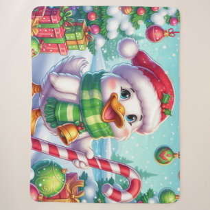 Schattigee Kleurrijke Kerst eend Sherpa Deken