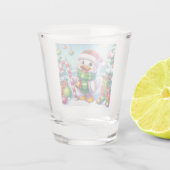 Schattigee Kleurrijke Kerst eend Shot Glas (Achterkant)