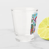 Schattigee Kleurrijke Kerst eend Shot Glas (Links)