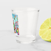 Schattigee Kleurrijke Kerst eend Shot Glas (Rechts)