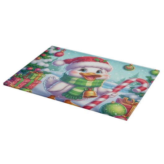 Schattigee Kleurrijke Kerst eend Snijplank (Hoek)