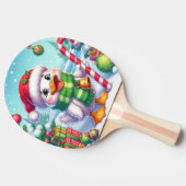 Schattigee Kleurrijke Kerst eend Tafeltennisbatje (Zijkant)
