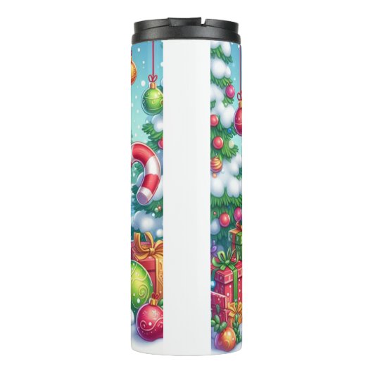 Schattigee Kleurrijke Kerst eend Thermosbeker (Achterkant)