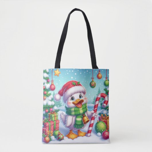 Schattigee Kleurrijke Kerst eend Tote Bag (Voorkant)